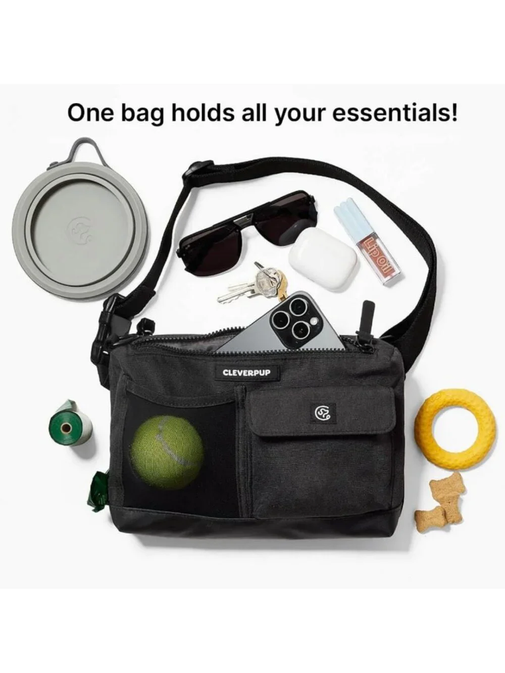 Hands-Free 2-in-1 Dog Walking Bag - Versatile, Stylish, Graphite Color